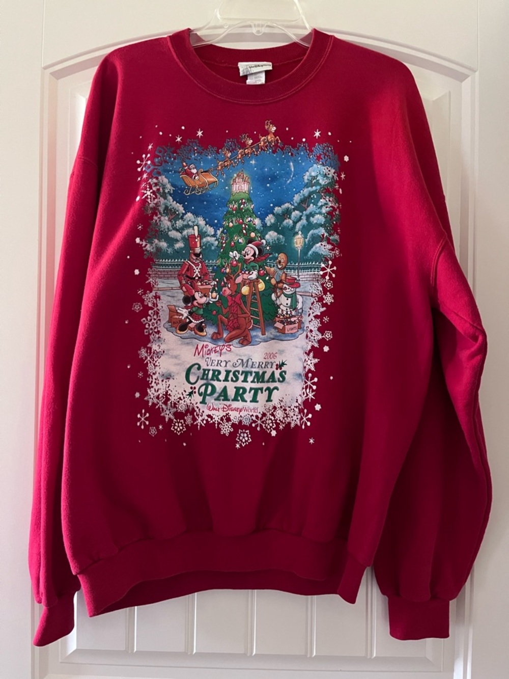 Disney Vintage 2006 Red Holiday Crewneck Sweatshirt xl mickeys merry Christmas